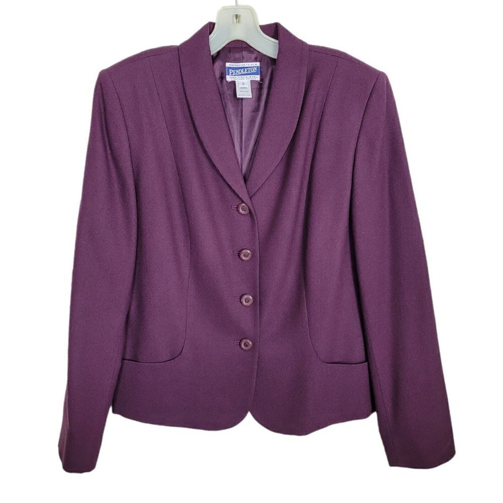 Vintage Pendleton Suit Blazer Sz 10 Eggplant Purple 100% New Wool Made In USA